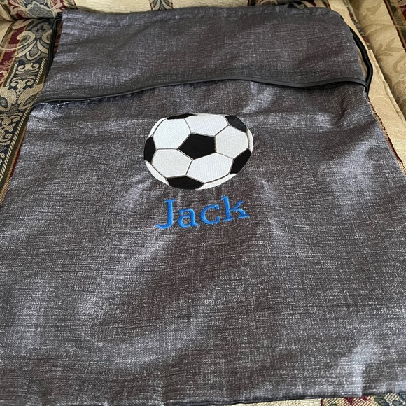 Thirty One Cinch Sac Bag personalized with name Jack and soccer ball - Picture 1 of 7